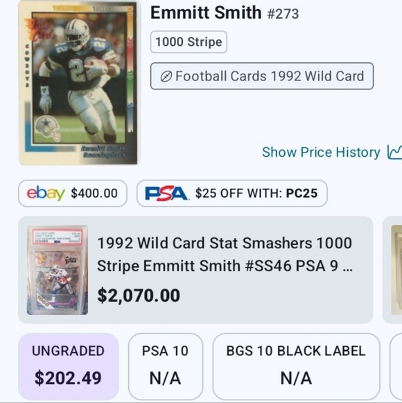 Emmitt Smith Trading Card - Blue and White - Picture 3 of 3